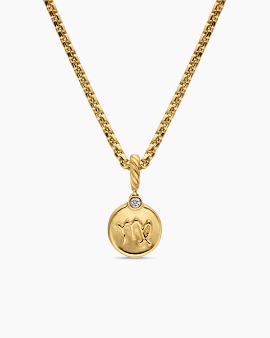 Petite Virgo Amulet in 18K Yellow Gold with Diamond, 10.4mm