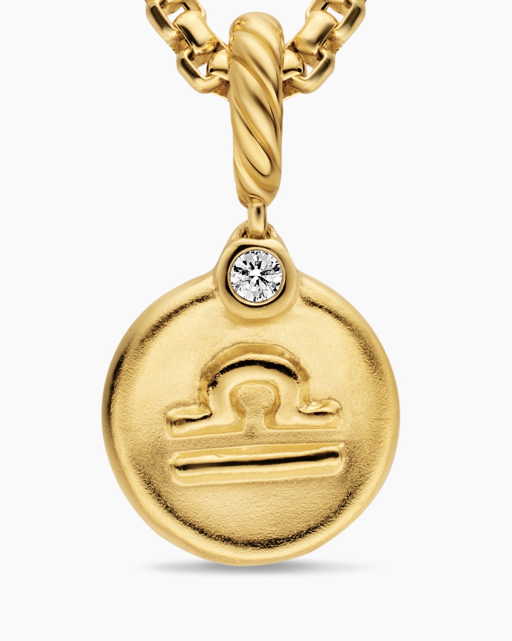 Womens Petite Libra Amulet in 18K Yellow Gold with Diamond, 10.4mm