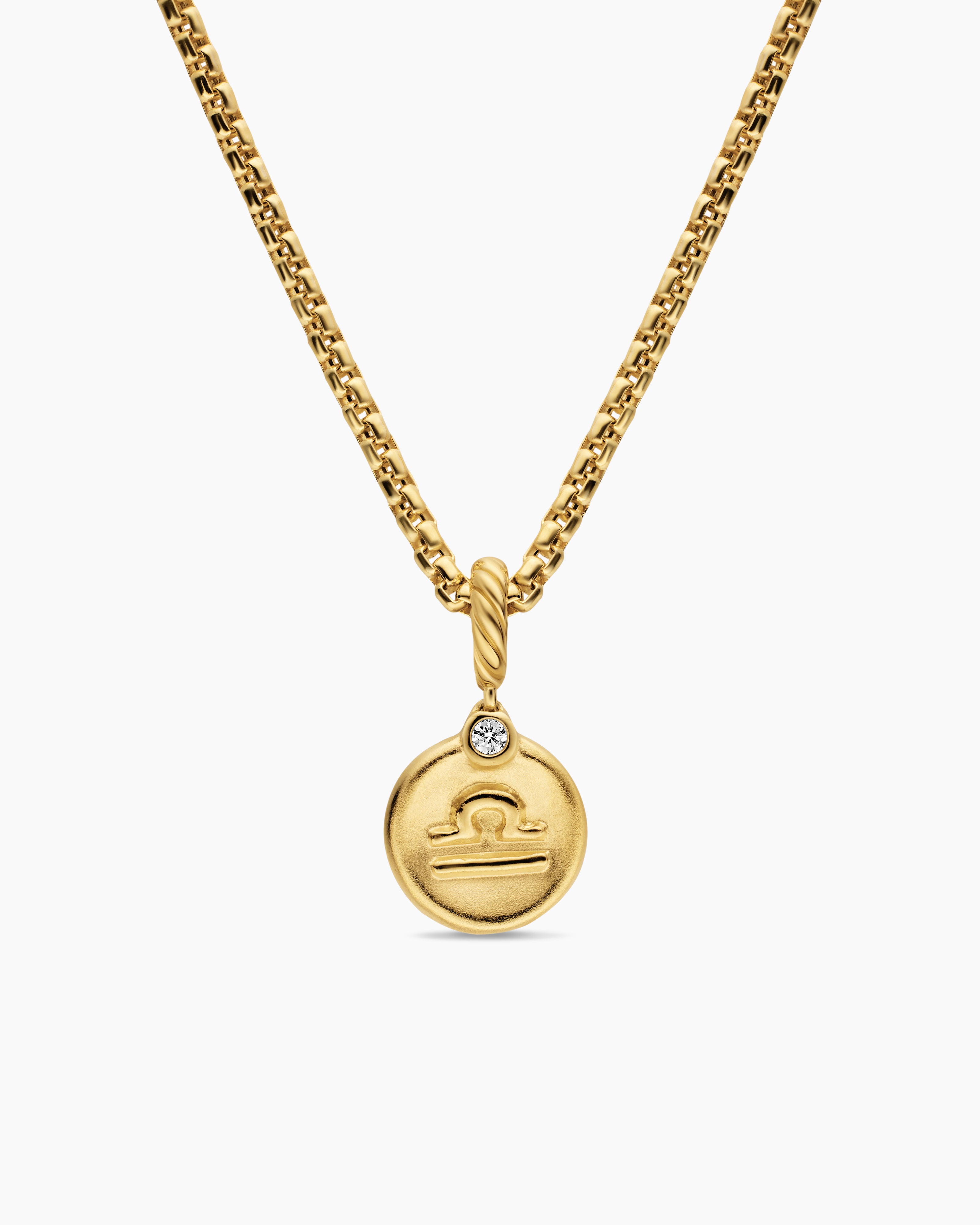 Womens Petite Libra Amulet in 18K Yellow Gold with Diamond, 10.4mm