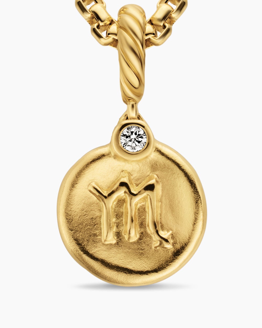 Womens Petite Scorpio Amulet in 18K Yellow Gold with Diamond, 10.4mm
