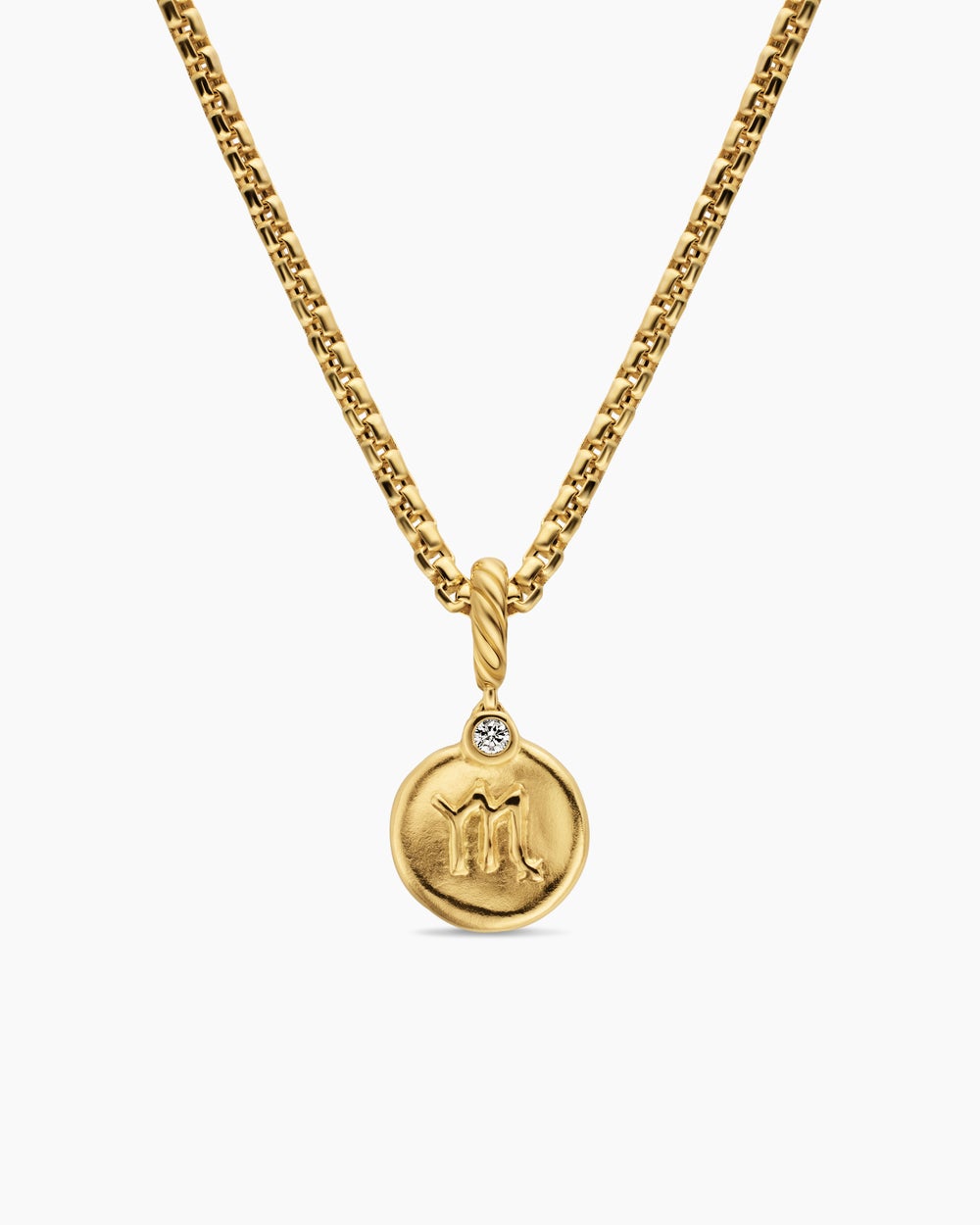 Womens Petite Scorpio Amulet in 18K Yellow Gold with Diamond, 10.4mm