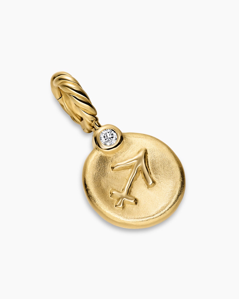 Womens Petite Sagittarius Amulet in 18K Yellow Gold with Diamond, 10.4mm