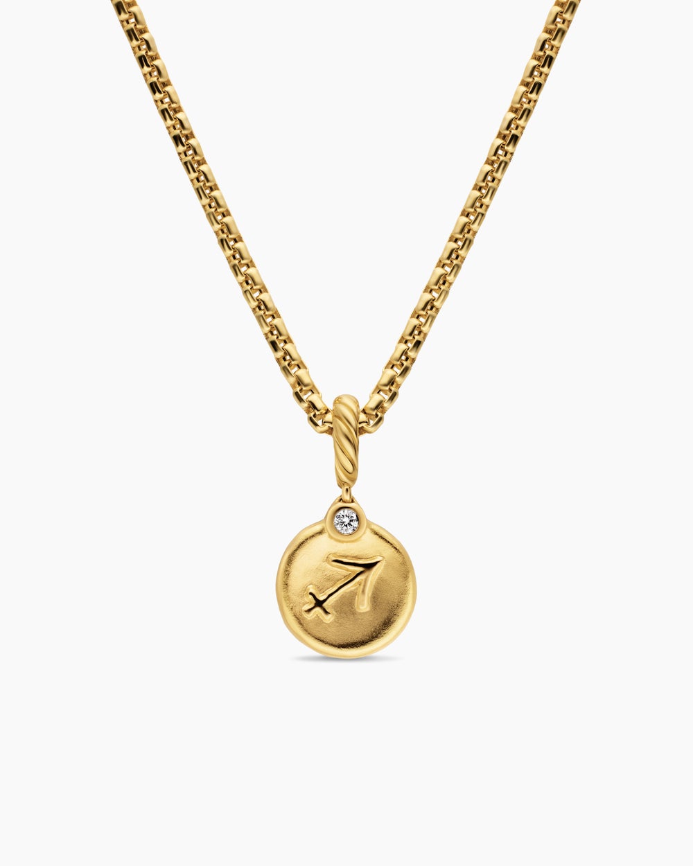 Womens Petite Sagittarius Amulet in 18K Yellow Gold with Diamond, 10.4mm