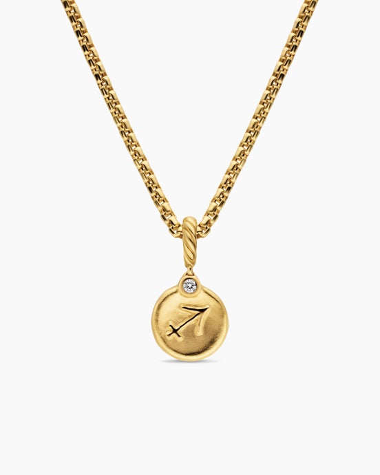 Petite Sagittarius Amulet in 18K Yellow Gold with Diamond, 10.4mm