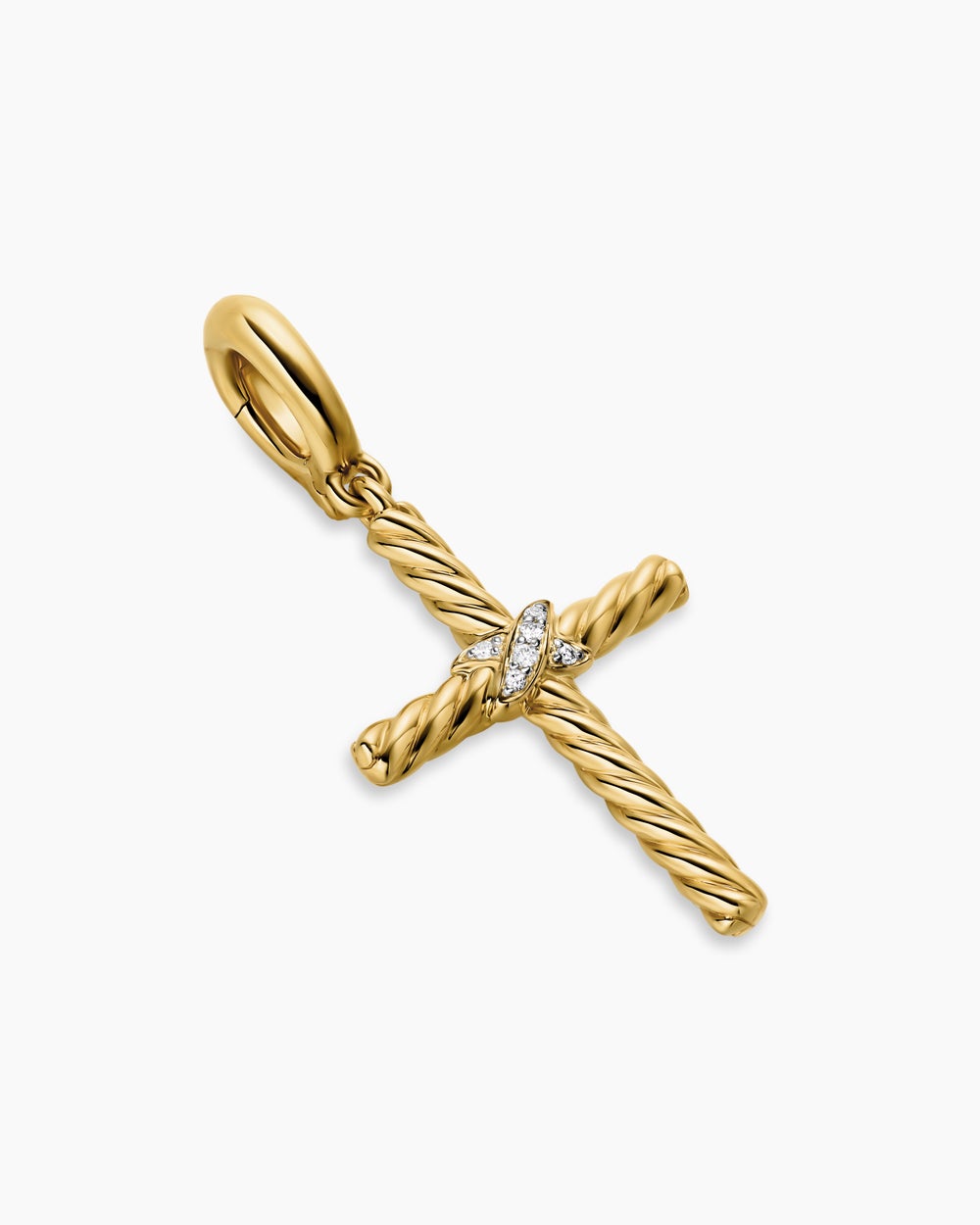 Womens Cross Amulet in 18ct Yellow Gold with Diamonds, 21mm
