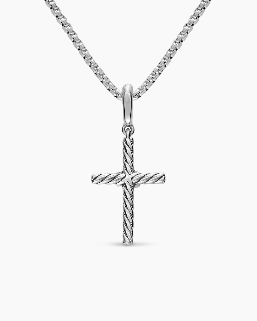 Womens Cross Amulet in Sterling Silver with Diamonds, 21mm