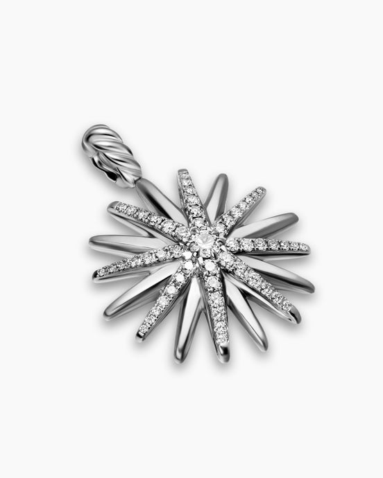 Starburst Amulet in Sterling Silver with Diamonds, 25mm