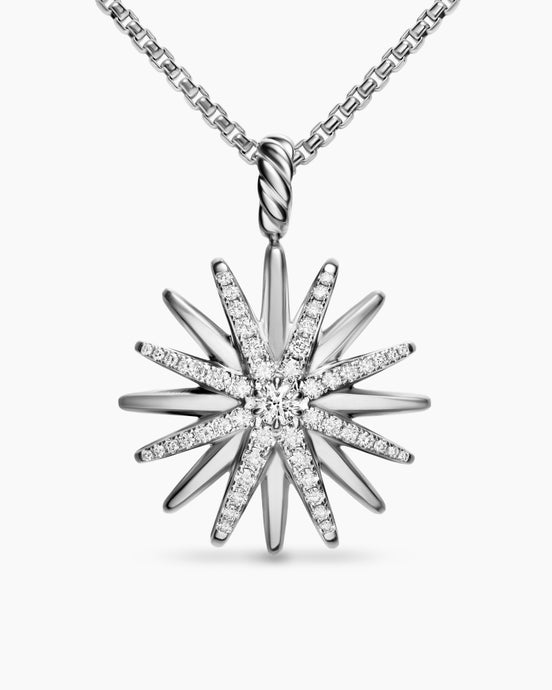 Starburst Amulet in Sterling Silver with Diamonds, 25mm