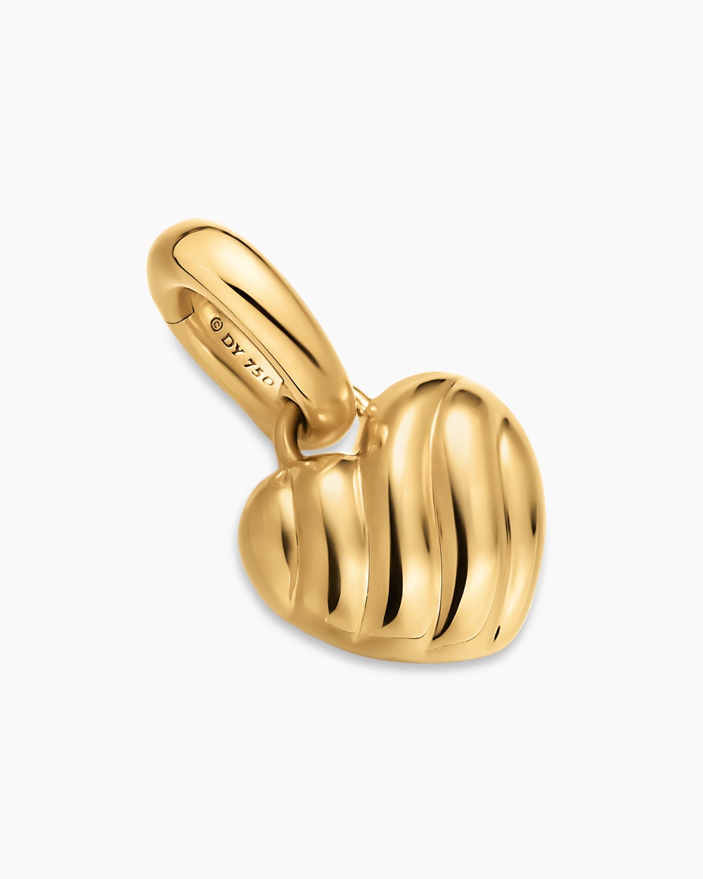 Womens Petite Puffy Cable Heart Amulet in 18K Yellow Gold, 7.4mm