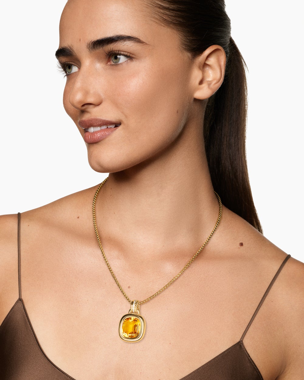 Womens DY Mercer® Color Amulet in 18K Yellow Gold with Citrine and Diamonds, 17mm
