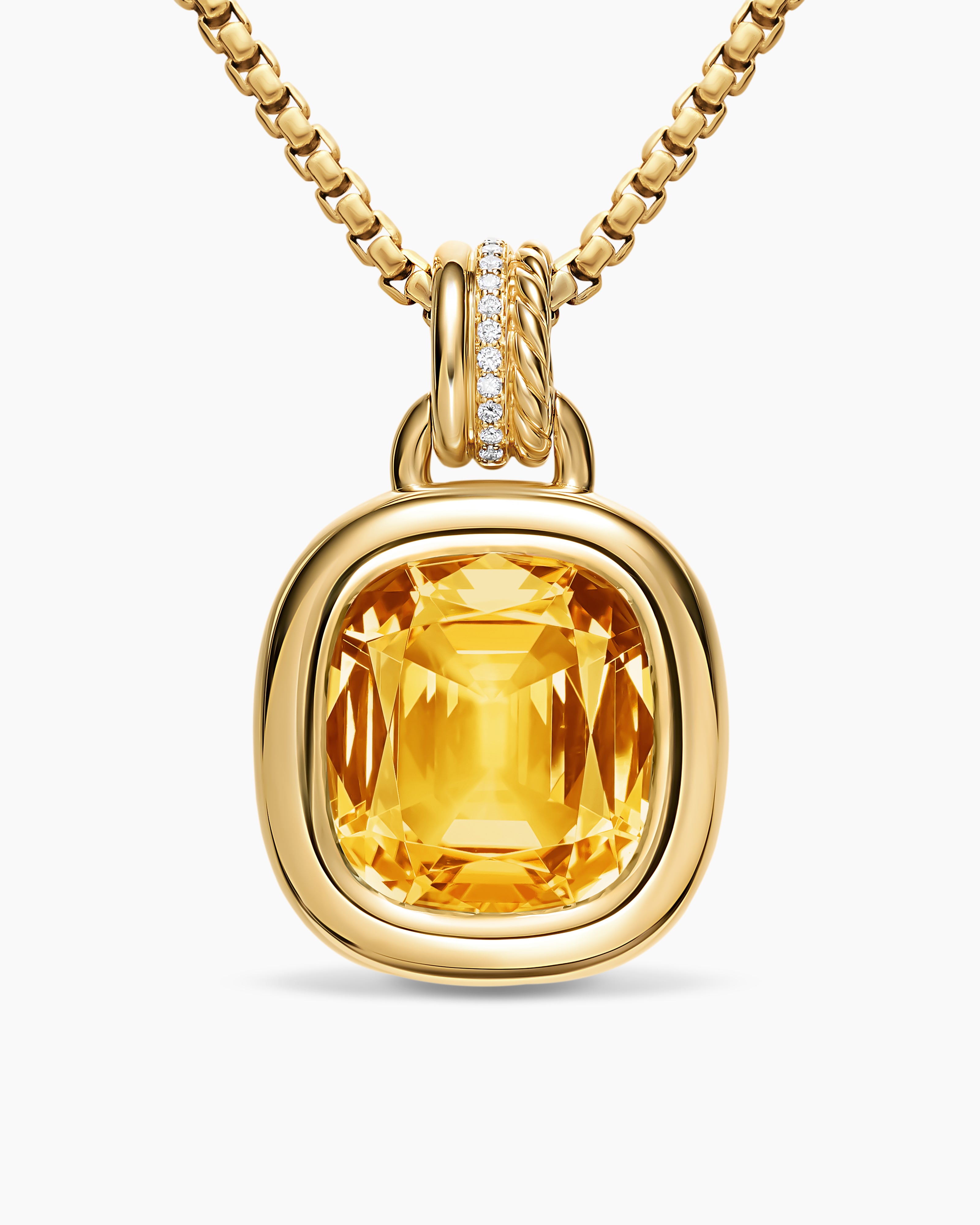 DY Mercer® Color Amulet Sterling Silver with 18K Yellow Gold, Champagne Citrine and Diamonds, 17mm