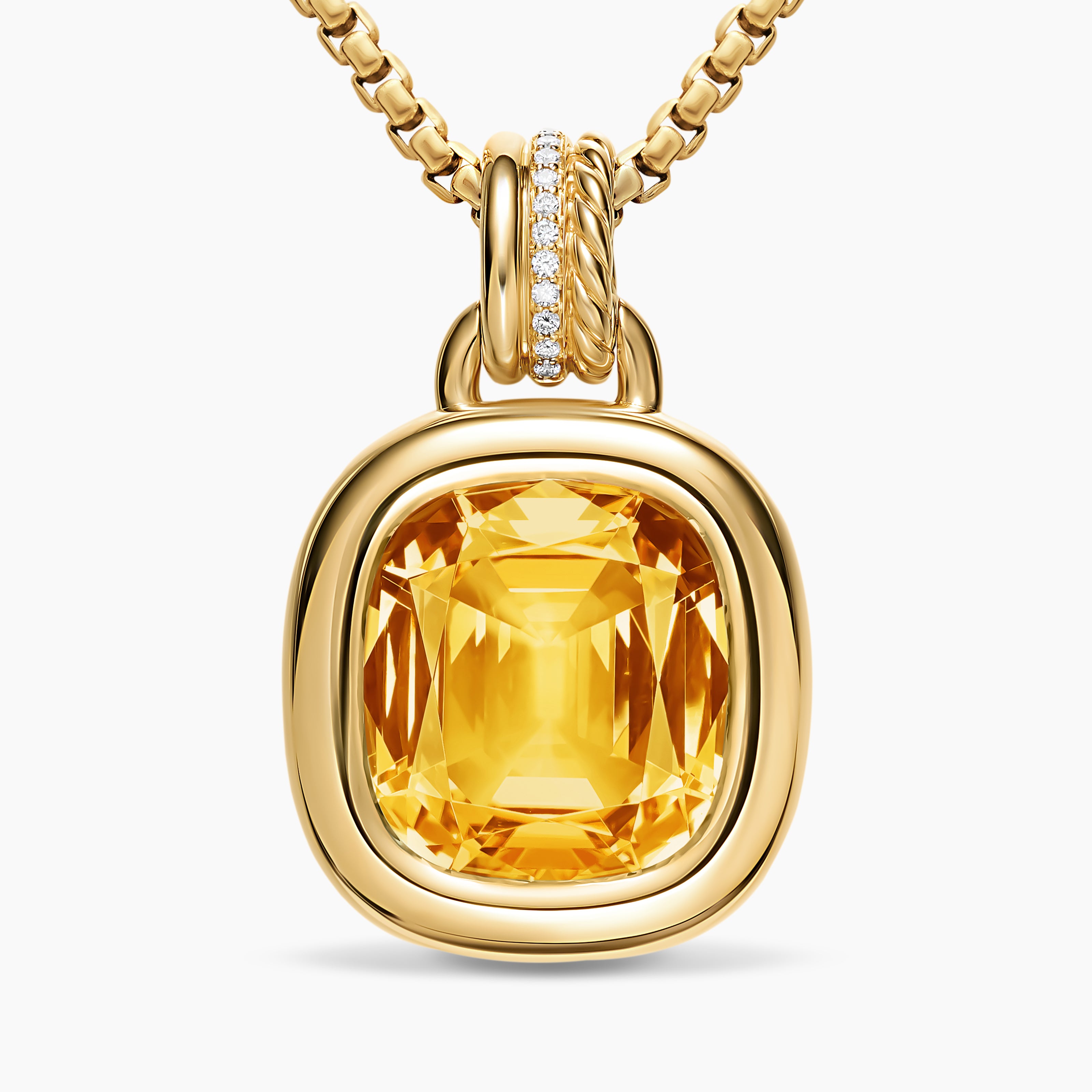 Womens DY Mercer&reg; Color Amulet in 18K Yellow Gold with Citrine and Diamonds, 17mm