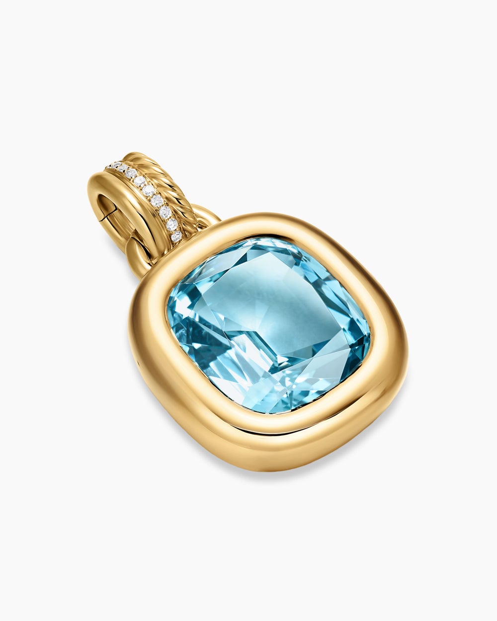 Amulette de couleur DY Mercer® en or jaune 18 carats avec topaze bleu ciel et diamants, 17 mm femmes