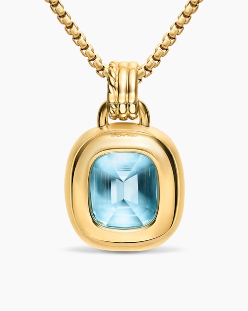 Womens DY Mercer® Color Amulet in 18K Yellow Gold with Sky Blue Topaz and Diamonds, 17mm