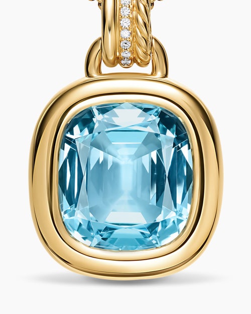 Womens DY Mercer® Color Amulet in 18K Yellow Gold with Sky Blue Topaz and Diamonds, 17mm