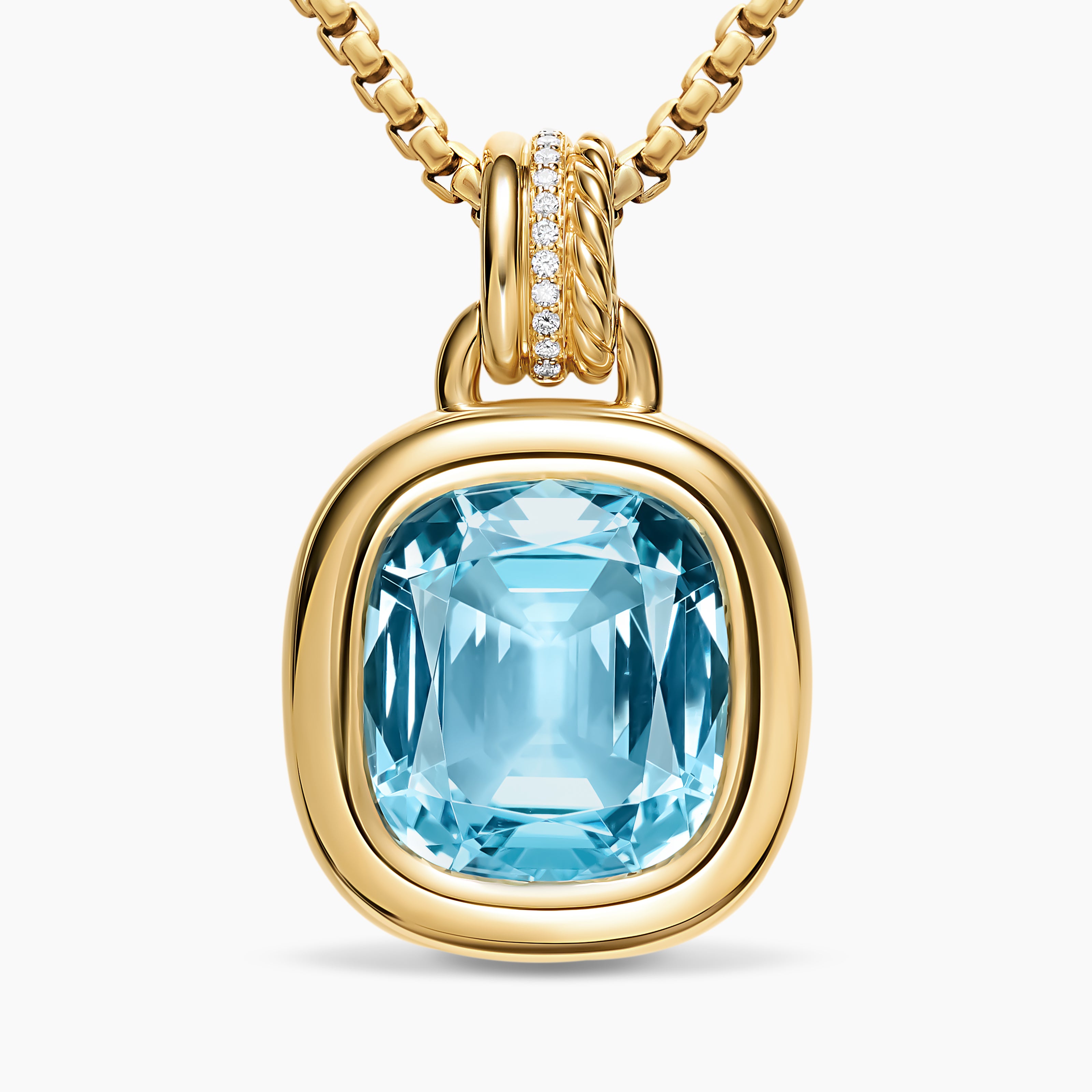 Amulette de couleur DY Mercer&reg; en or jaune 18 carats avec topaze bleu ciel et diamants, 17 mm femmes 