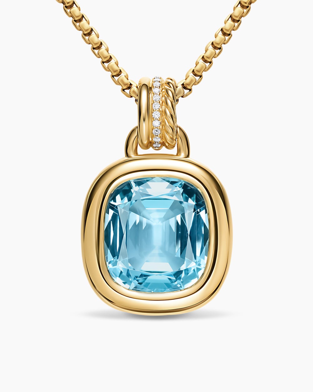 Amulette de couleur DY Mercer® en or jaune 18 carats avec topaze bleu ciel et diamants, 17 mm femmes