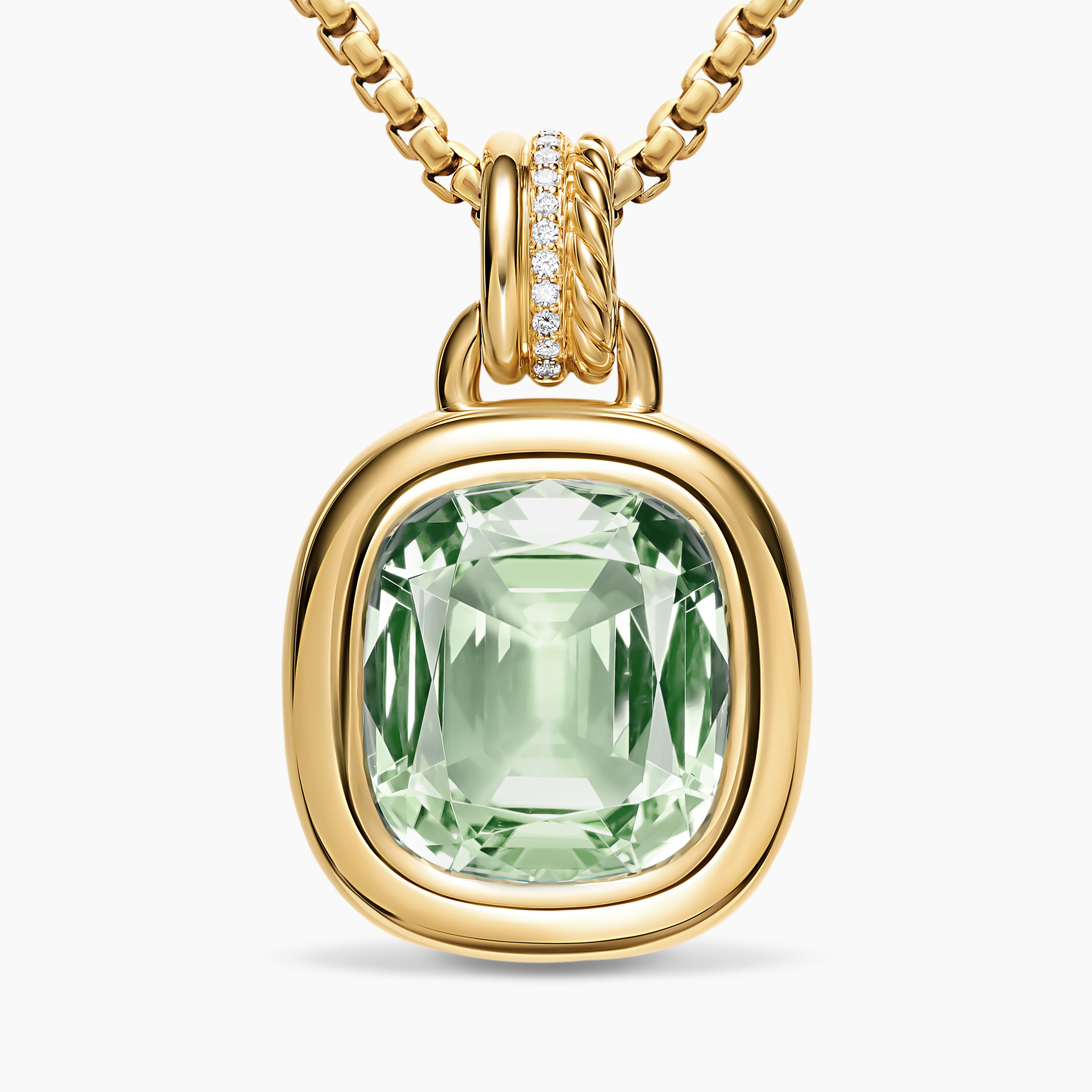 Amulette de couleur DY Mercer&reg; en or jaune 18 carats avec prasiolite et diamants, 17 mm femmes 