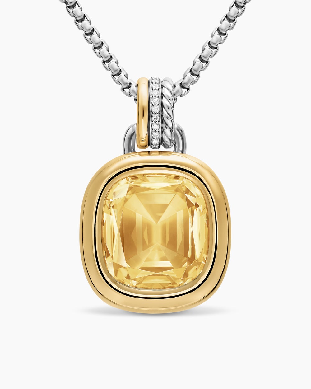 Womens DY Mercer® Color Amulet in Sterling Silver with 18K Yellow Gold, Champagne Citrine and Diamonds, 17mm
