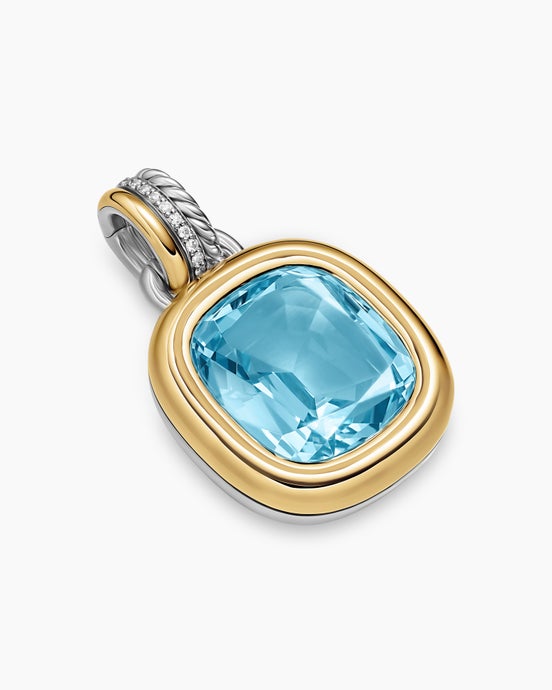 DY Mercer® Color Amulet in Sterling Silver with 18K Yellow Gold, Sky Blue Topaz and Diamonds, 17mm