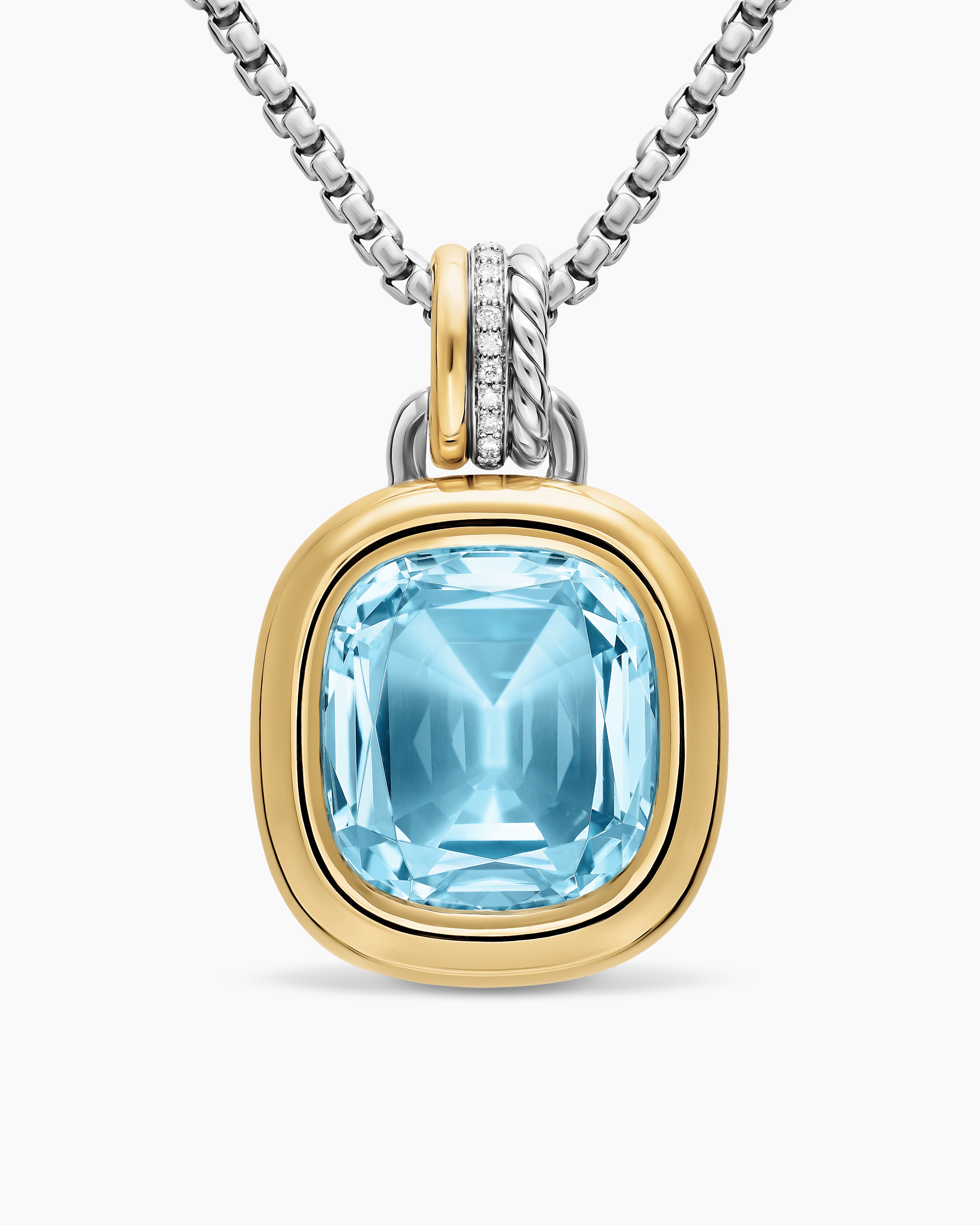 Womens DY Mercer&reg; Color Amulet in Sterling Silver with 18K Yellow Gold, Sky Blue Topaz and Diamonds, 17mm