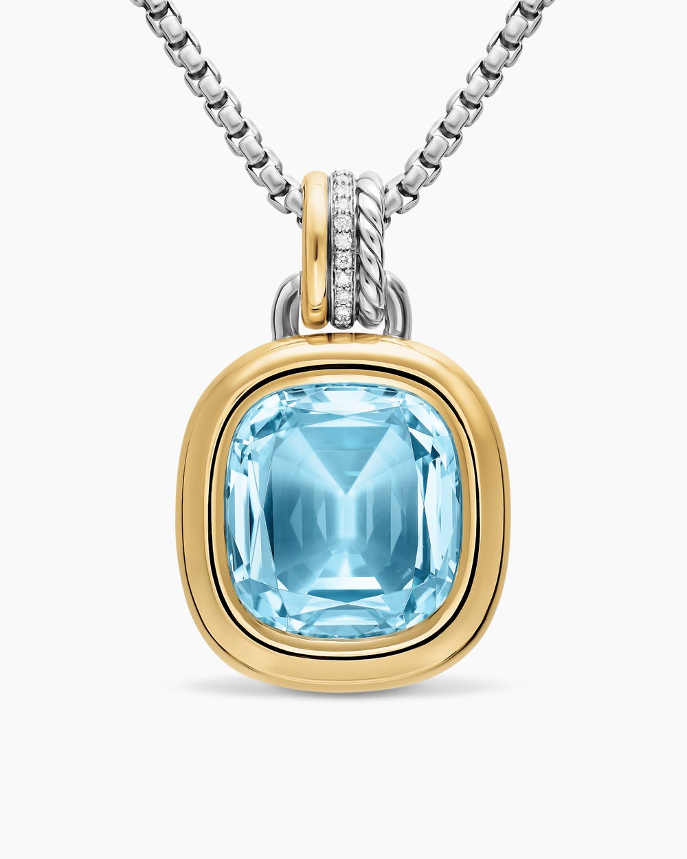 Womens DY Mercer® Color Amulet in Sterling Silver with 18K Yellow Gold, Sky Blue Topaz and Diamonds, 17mm