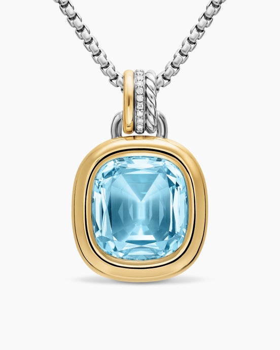 DY Mercer® Color Amulet in Sterling Silver with 18K Yellow Gold, Sky Blue Topaz and Diamonds, 17mm