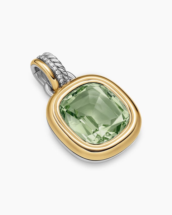 DY Mercer® Color Amulet in Sterling Silver with 18K Yellow Gold, Prasiolite and Diamonds, 17mm
