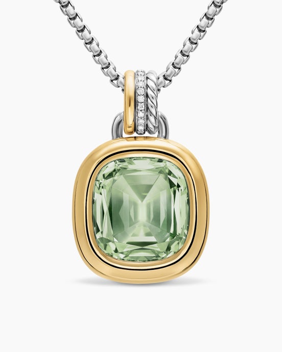 DY Mercer® Color Amulet in Sterling Silver with 18K Yellow Gold, Prasiolite and Diamonds, 17mm