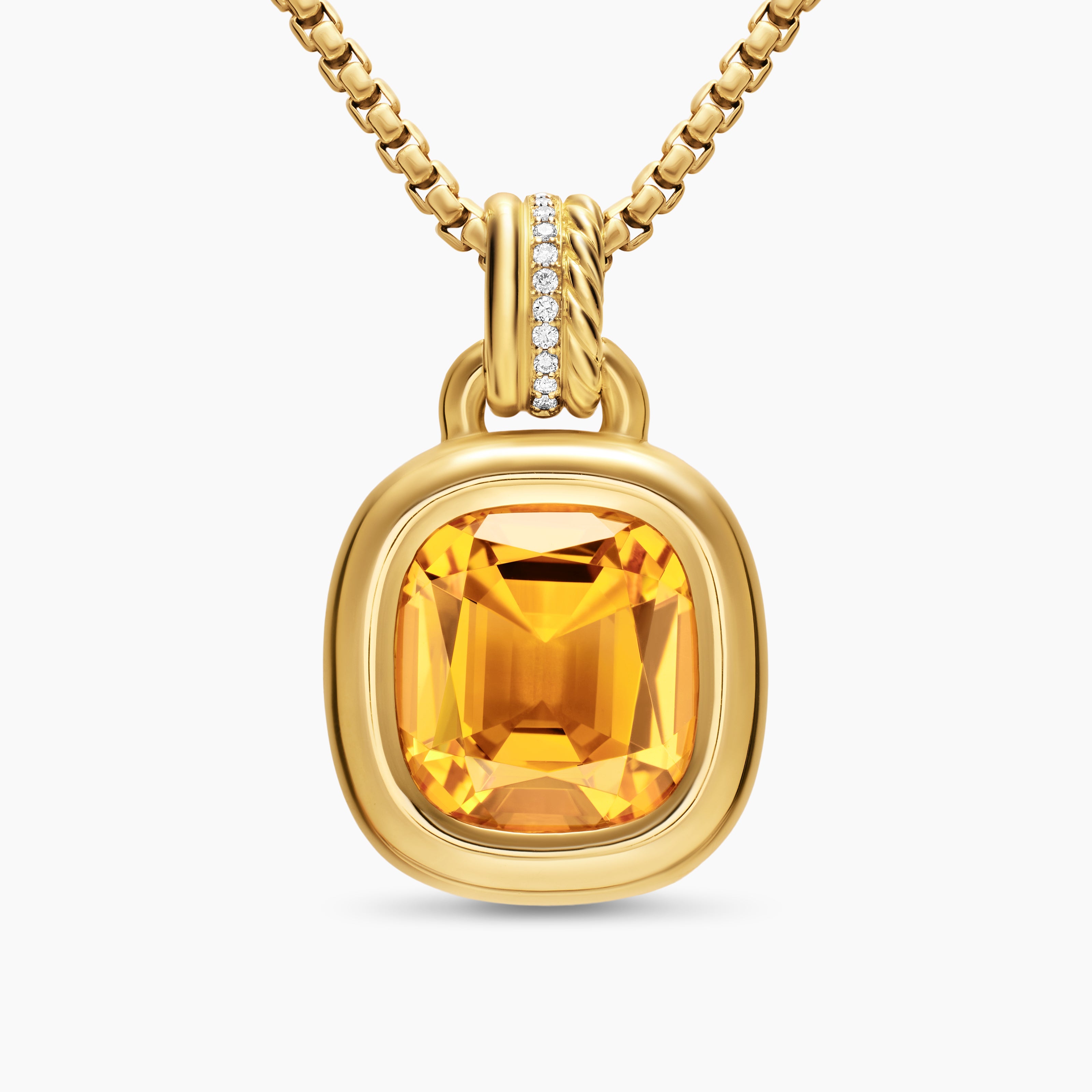 Womens DY Mercer&reg; Colour Amulet in 18K Yellow Gold with Citrine and Diamonds, 13mm
