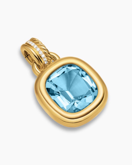 DY Mercer® Colour Amulet in 18K Yellow Gold with Sky Blue Topaz and Diamonds, 13mm