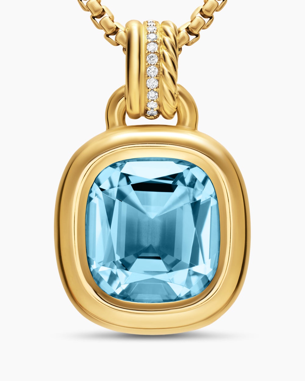 Womens DY Mercer® Color Amulet in 18K Yellow Gold with Sky Blue Topaz and Diamonds, 13mm