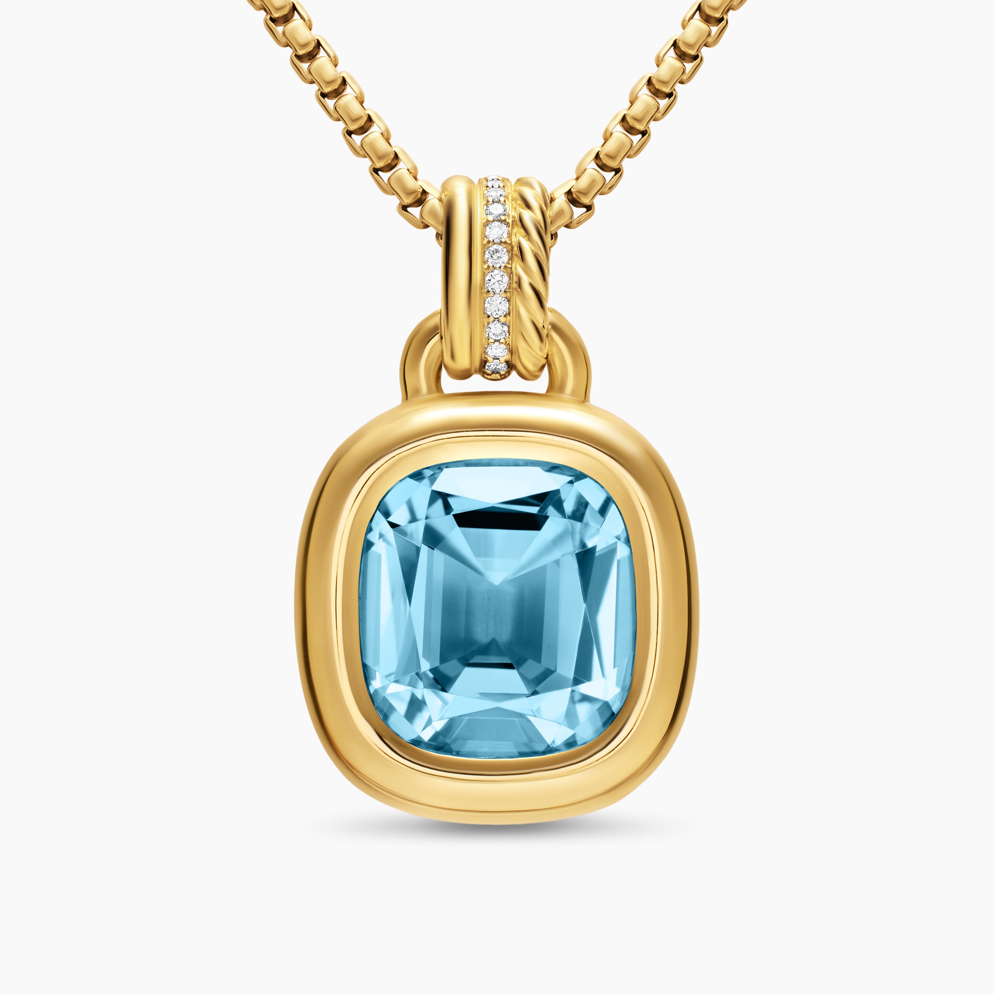 Womens DY Mercer&reg; Colour Amulet in 18K Yellow Gold with Sky Blue Topaz and Diamonds, 13mm