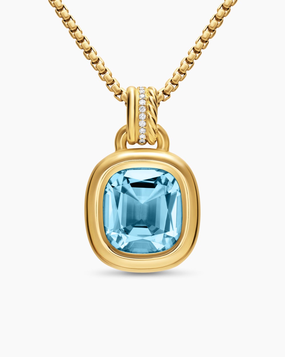 Womens DY Mercer® Color Amulet in 18K Yellow Gold with Sky Blue Topaz and Diamonds, 13mm