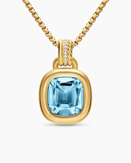 DY Mercer® Colour Amulet in 18K Yellow Gold with Sky Blue Topaz and Diamonds, 13mm