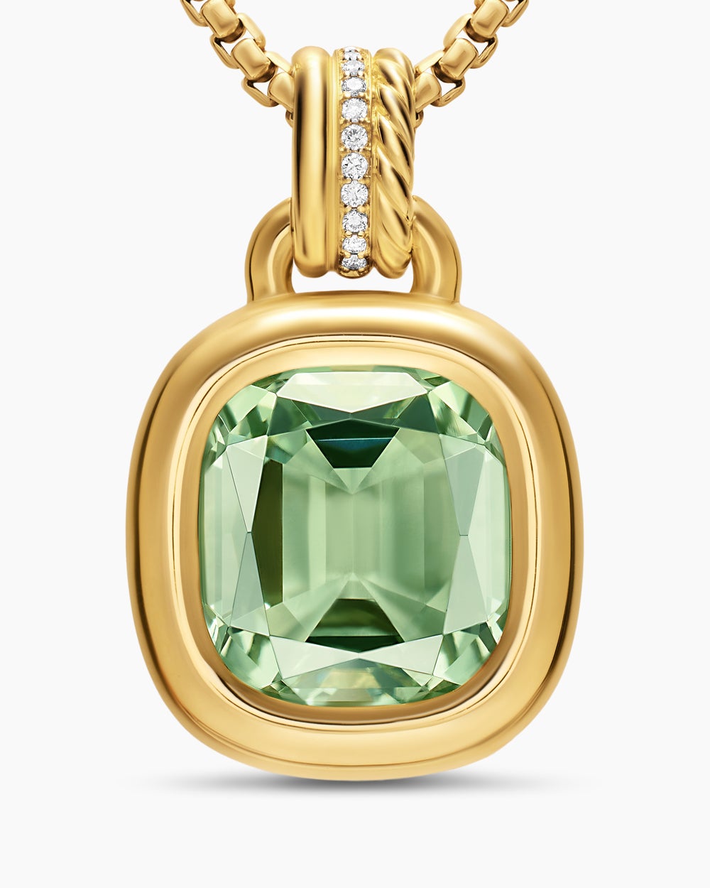 Womens DY Mercer® Color Amulet in 18K Yellow Gold with Prasiolite and Diamonds, 13mm