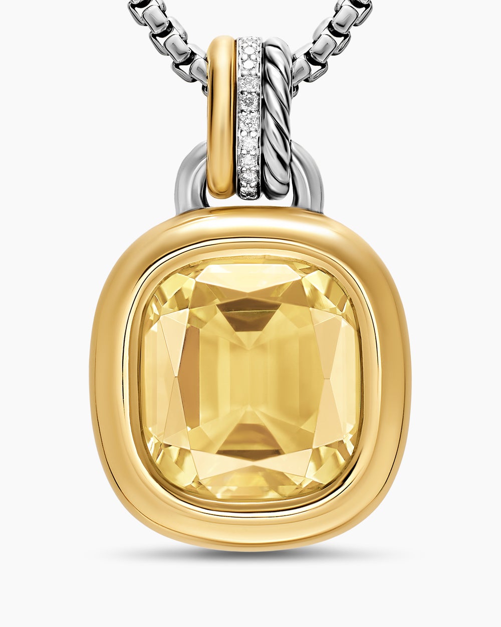 Womens DY Mercer® Color Amulet in Sterling Silver with 18K Yellow Gold, Champagne Citrine and Diamonds, 13mm
