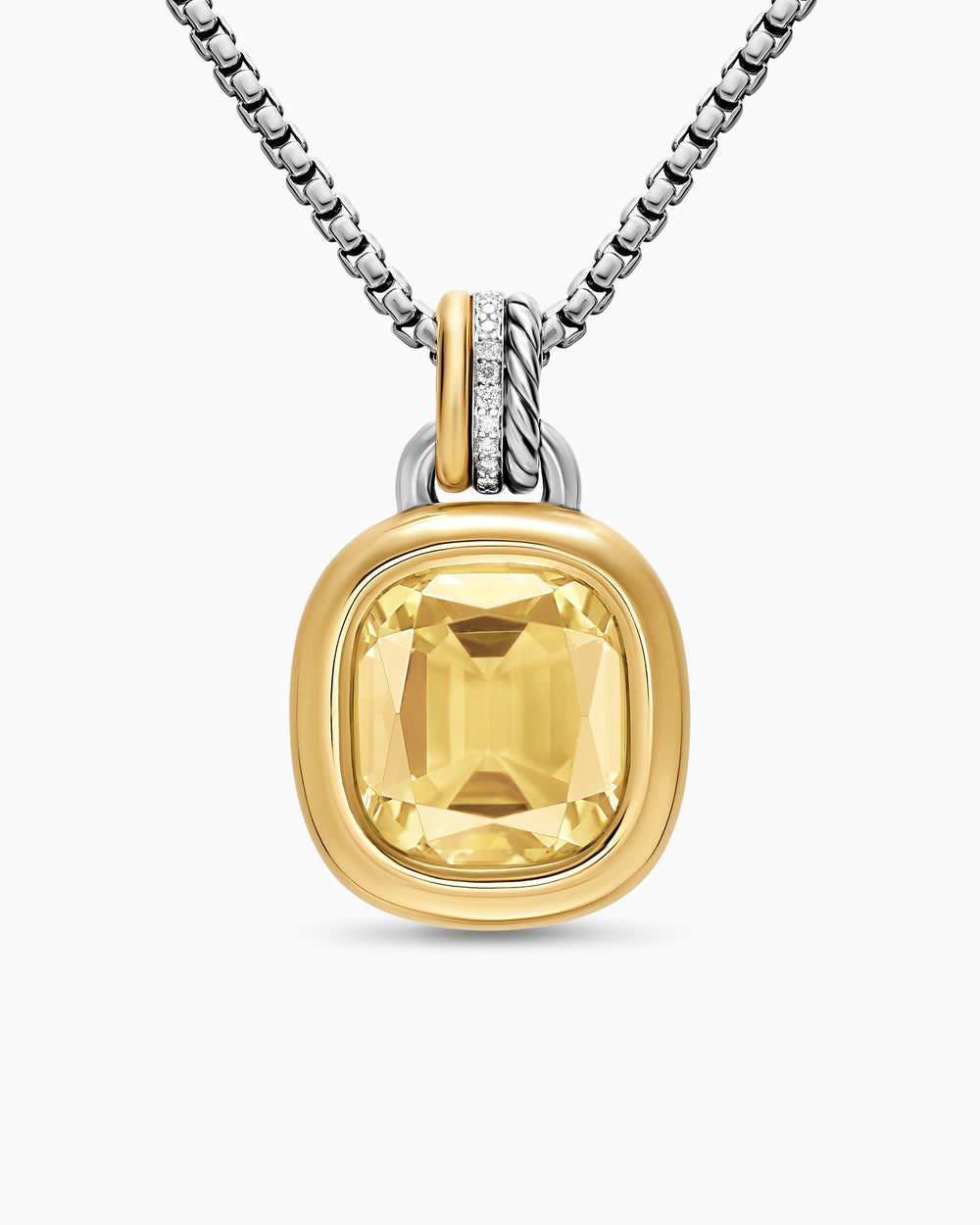 Womens DY Mercer® Color Amulet in Sterling Silver with 18K Yellow Gold, Champagne Citrine and Diamonds, 13mm