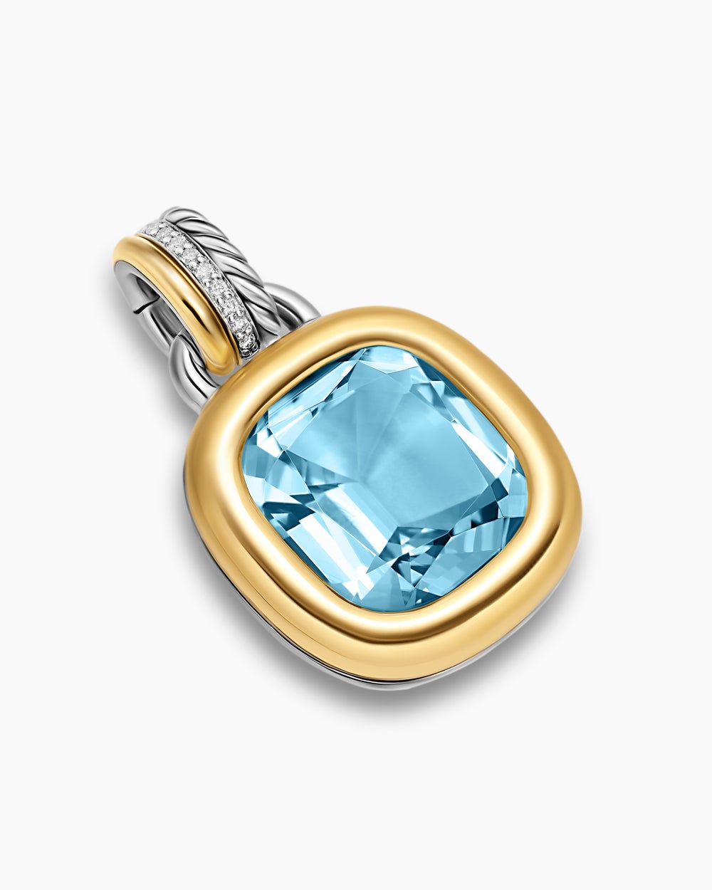 Womens DY Mercer® Colour Amulet in Sterling Silver with 18K Yellow Gold, Sky Blue Topaz and Diamonds, 13mm