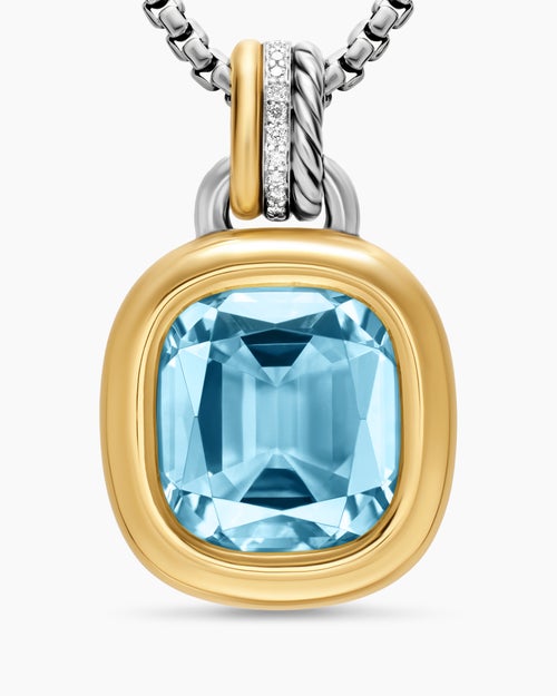 Womens DY Mercer® Color Amulet in Sterling Silver with 18K Yellow Gold, Sky Blue Topaz and Diamonds, 13mm