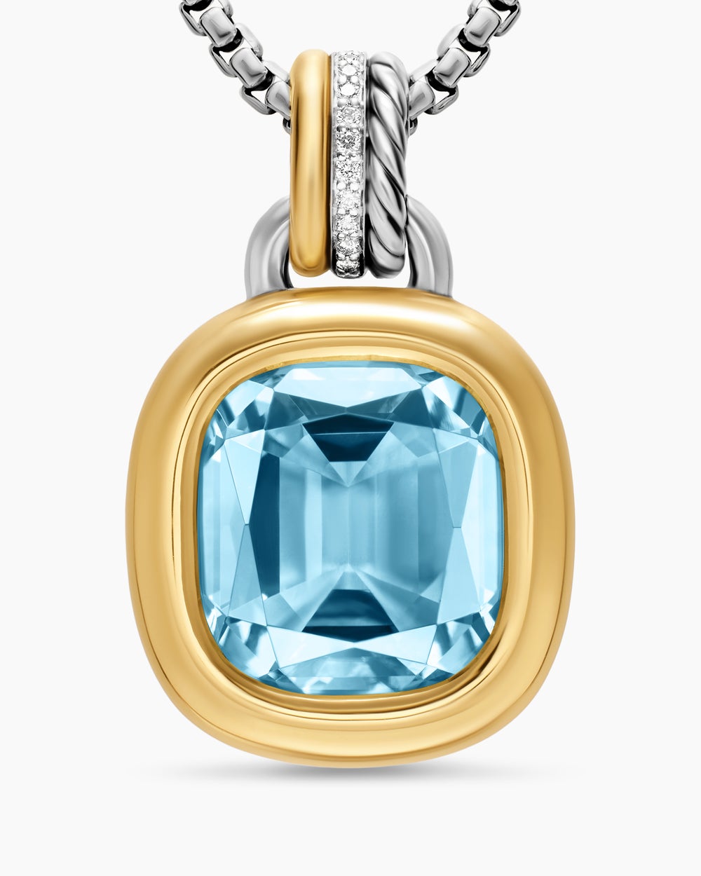 Womens DY Mercer® Colour Amulet in Sterling Silver with 18K Yellow Gold, Sky Blue Topaz and Diamonds, 13mm