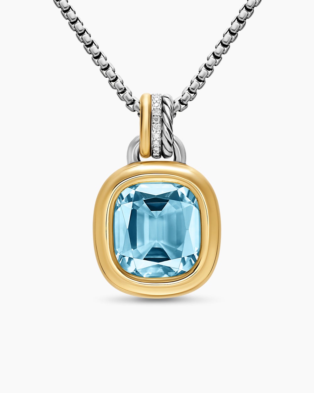 Womens DY Mercer® Colour Amulet in Sterling Silver with 18K Yellow Gold, Sky Blue Topaz and Diamonds, 13mm