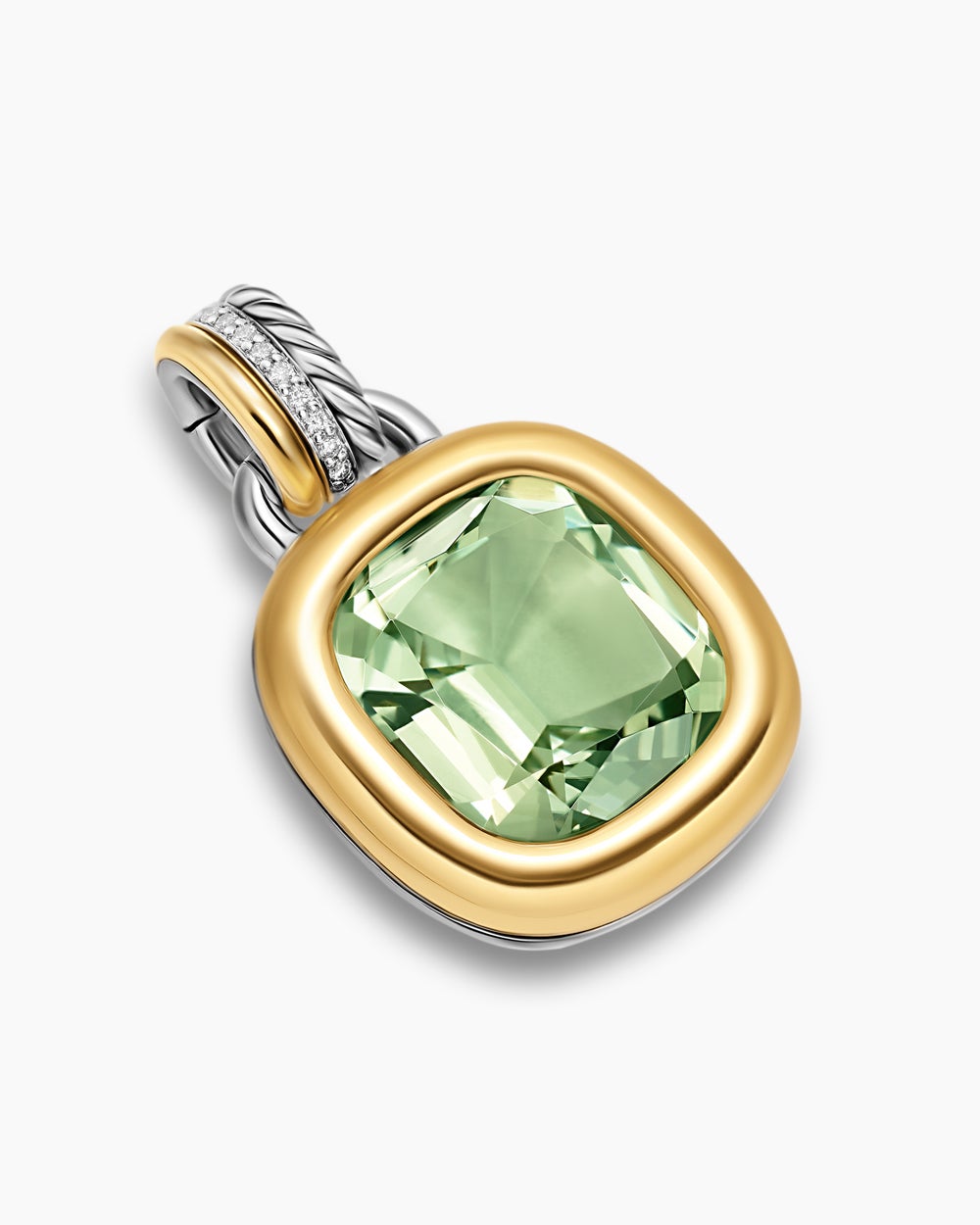 Womens DY Mercer® Color Amulet in Sterling Silver with 18K Yellow Gold, Prasiolite and Diamonds, 13mm