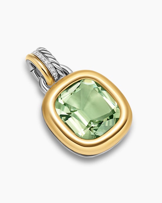 DY Mercer® Color Amulet in Sterling Silver with 18K Yellow Gold, Prasiolite and Diamonds, 13mm