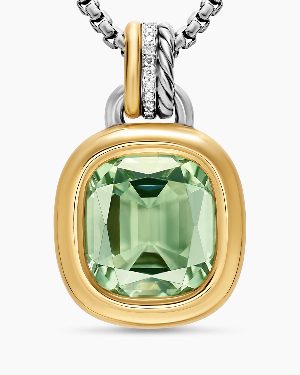 Womens DY Mercer® Color Amulet in Sterling Silver with 18K Yellow Gold, Prasiolite and Diamonds, 13mm