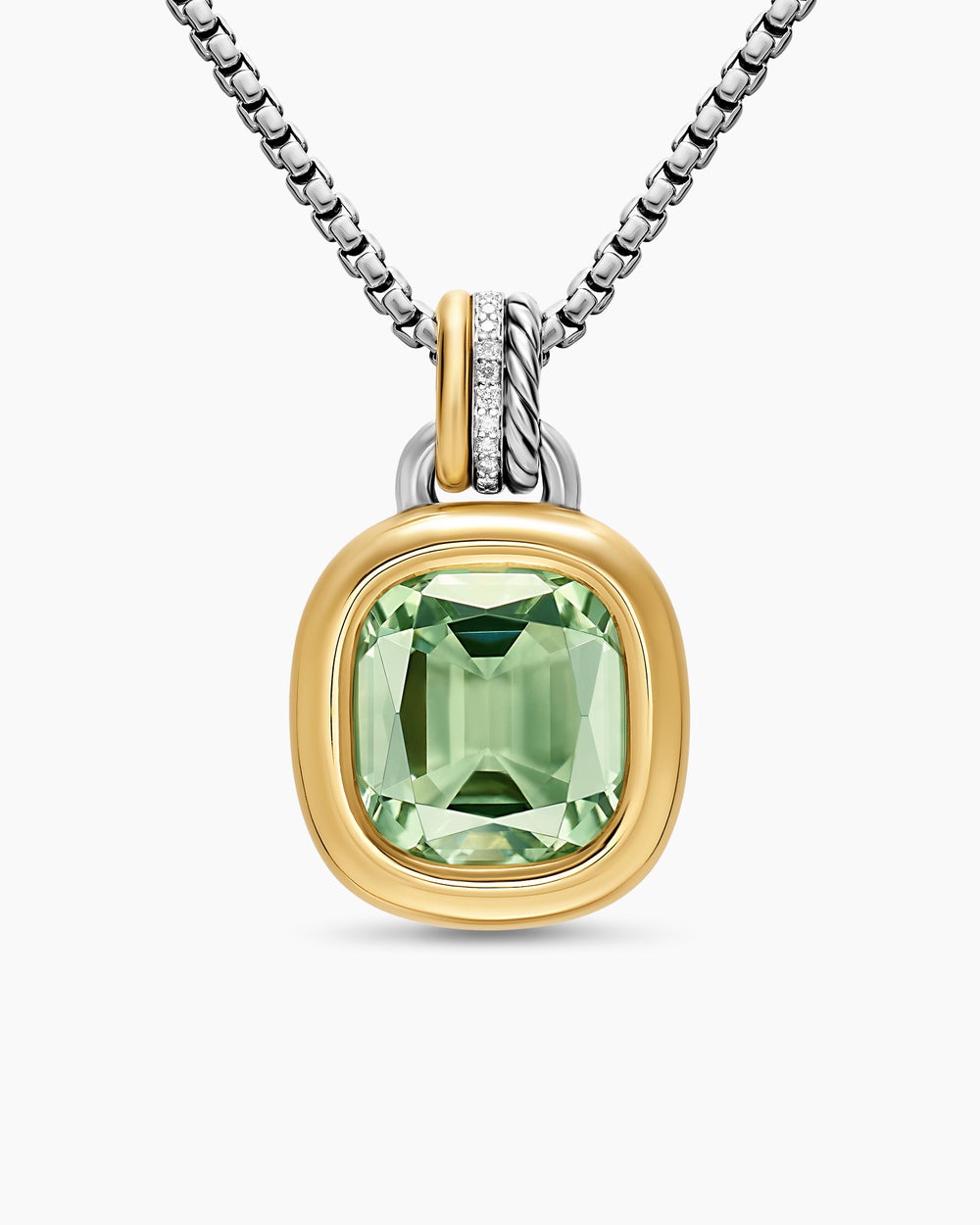 Womens DY Mercer® Color Amulet in Sterling Silver with 18K Yellow Gold, Prasiolite and Diamonds, 13mm