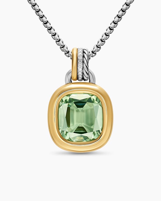 DY Mercer® Color Amulet in Sterling Silver with 18K Yellow Gold, Prasiolite and Diamonds, 13mm