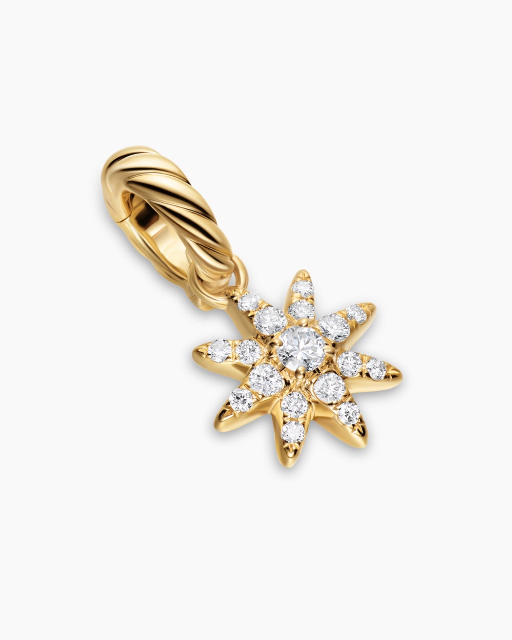 Womens Petite Starburst Amulet in 18K Yellow Gold with Diamonds, 7.5mm