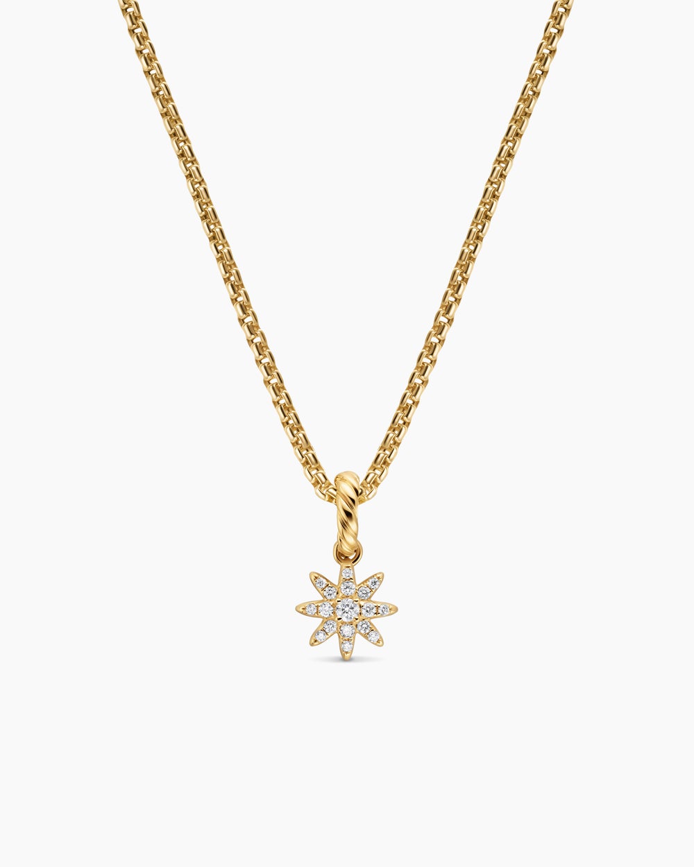 Womens Petite Starburst Amulet in 18K Yellow Gold with Diamonds, 7.5mm