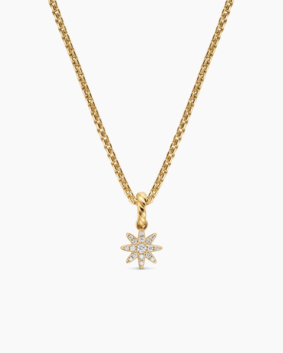 Petite Starburst Amulet in 18K Yellow Gold with Diamonds, 7.5mm